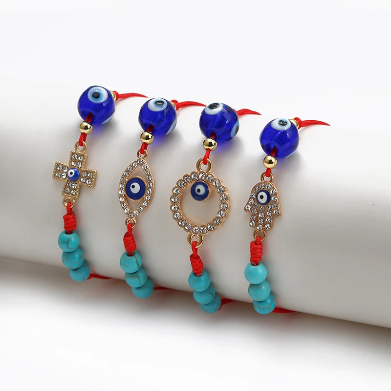 

Wholesale Handmade Bracelets Women Girls Friendship Jewelry Adjustable Luck Beads Pendant Couple Natural Stone Evil Eye Bracelet