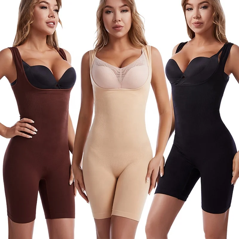 

6335 Wholesale Seamless Full Body Shaper Tummy Control Fajas Slimming Shapewear Bodysuit Plus Size Shaper For Women, Black, skin, brown