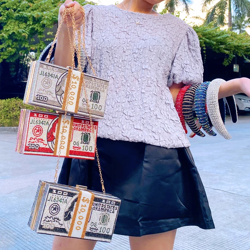 

2021 Latest fashion women rhinestone purse money clutch purse crystal diamond sparkly bling money bag purse