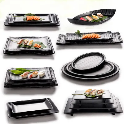 

Japanese food unbreakable melamine matte black sushi plates