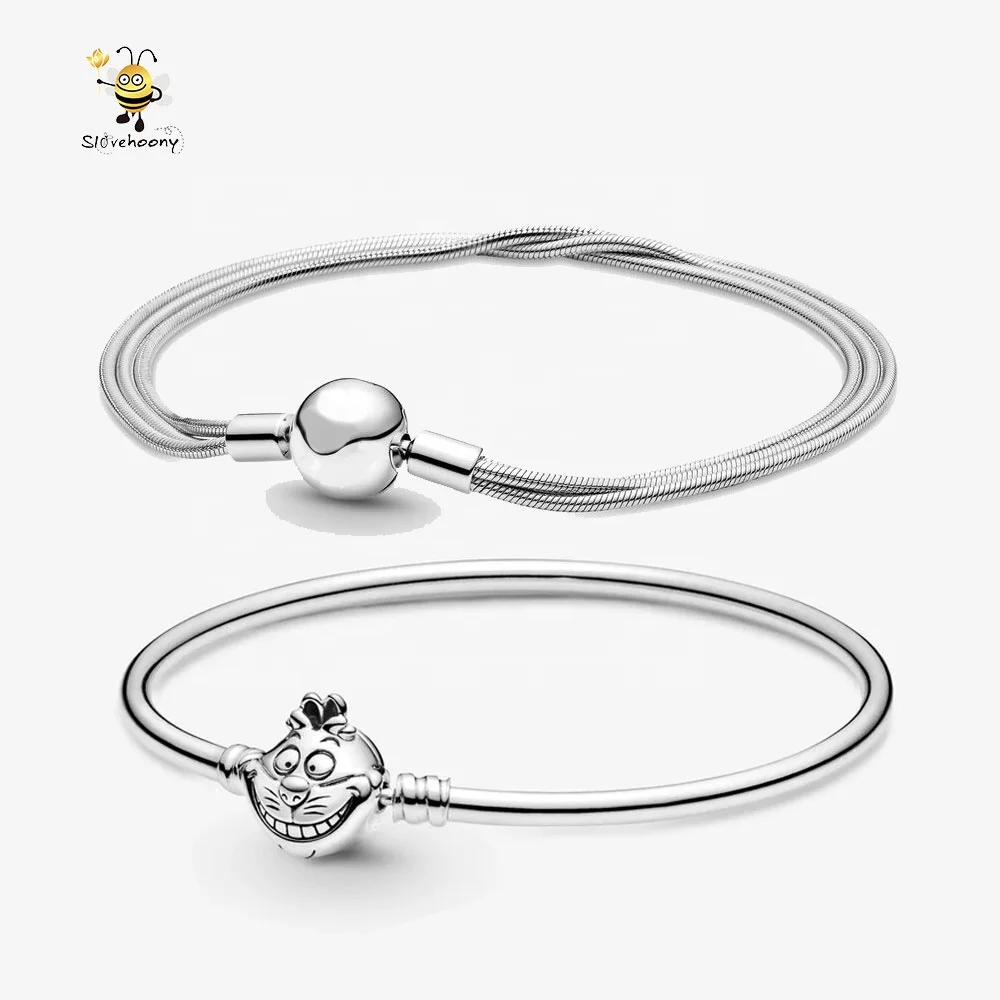 

European Popular Cheshire Cat Clasp Bracelets Bangles Sterling Silver 925 Jewellery Charm Bracelet Accessory Men Women Bracelets