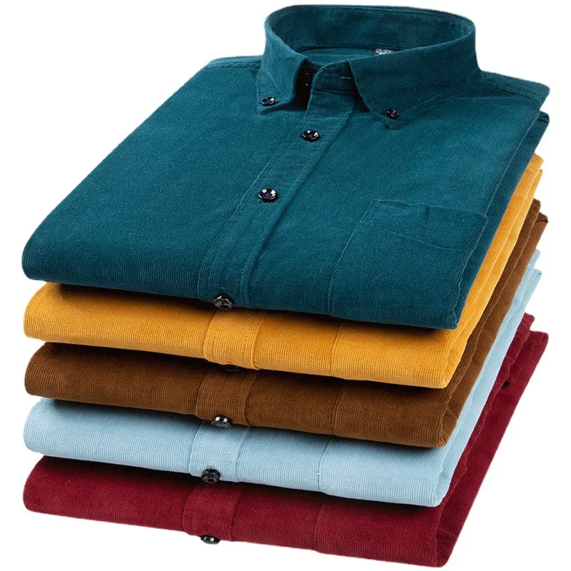 

Corduroy 100% cotton Long Sleeve Casual Plus Size Men's Shirts