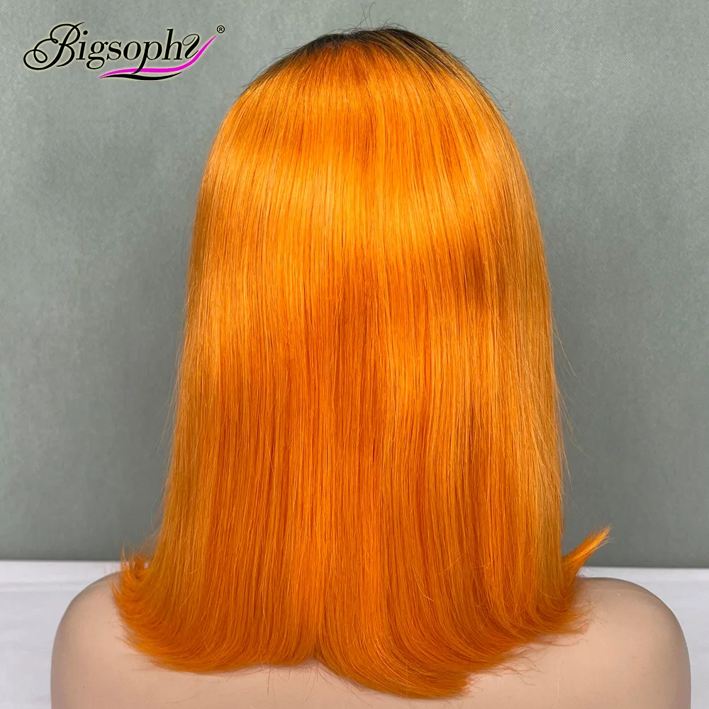 

Wholesale Vietnamese SDD Ombre 1B/Orange Straight 12"Inch Wigs13*4 Hd Invisible Lace Pre Plucked Wig With 180 Density