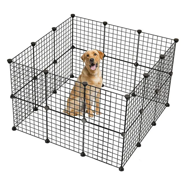 

Small Animal Pet Cage Indoor Metal Wire Yard Fence for Cat Dog Guinea Pigs Rabbits Kennel Crate Fence Tent, Black