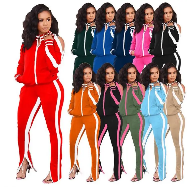 

ONLY High Quality Zipper Casual Long Sleeve Two Pieces Women Clothing Sweat Suit Set Women 2 Piece Pants Sets