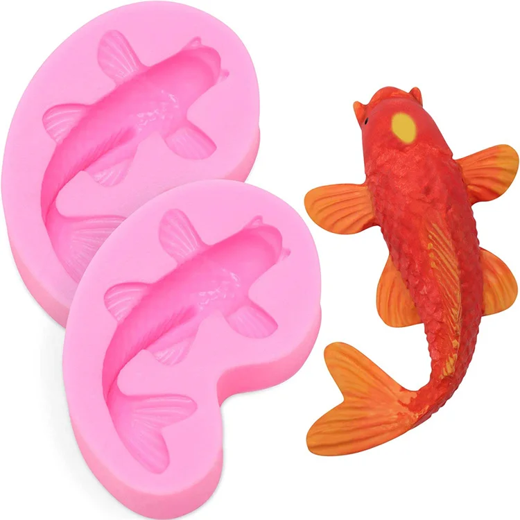 

3D DIY Silicone Fish Shape Cake Mould Carp Fondant Mold Chocolate Cupcake Soap Molds Candy Craft Cookie Kitchen Accessories, Pink