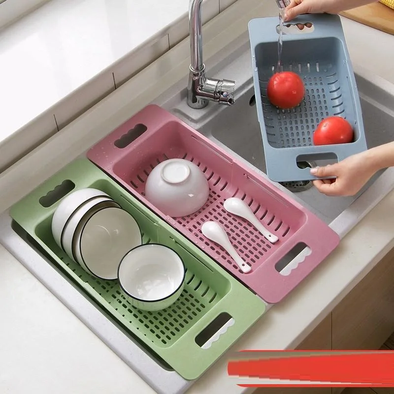 

Kitchen retractable drain rack wash basin drain basket household sink water filter basket sink vegetable basket artifact