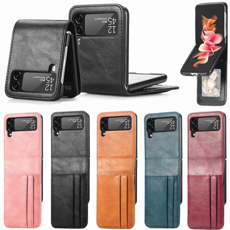 

Card Pocket Wallet Leather Case for Samsung Galaxy Z Flip 5 Flip 4 Anti-Knock Protective Phone Cover