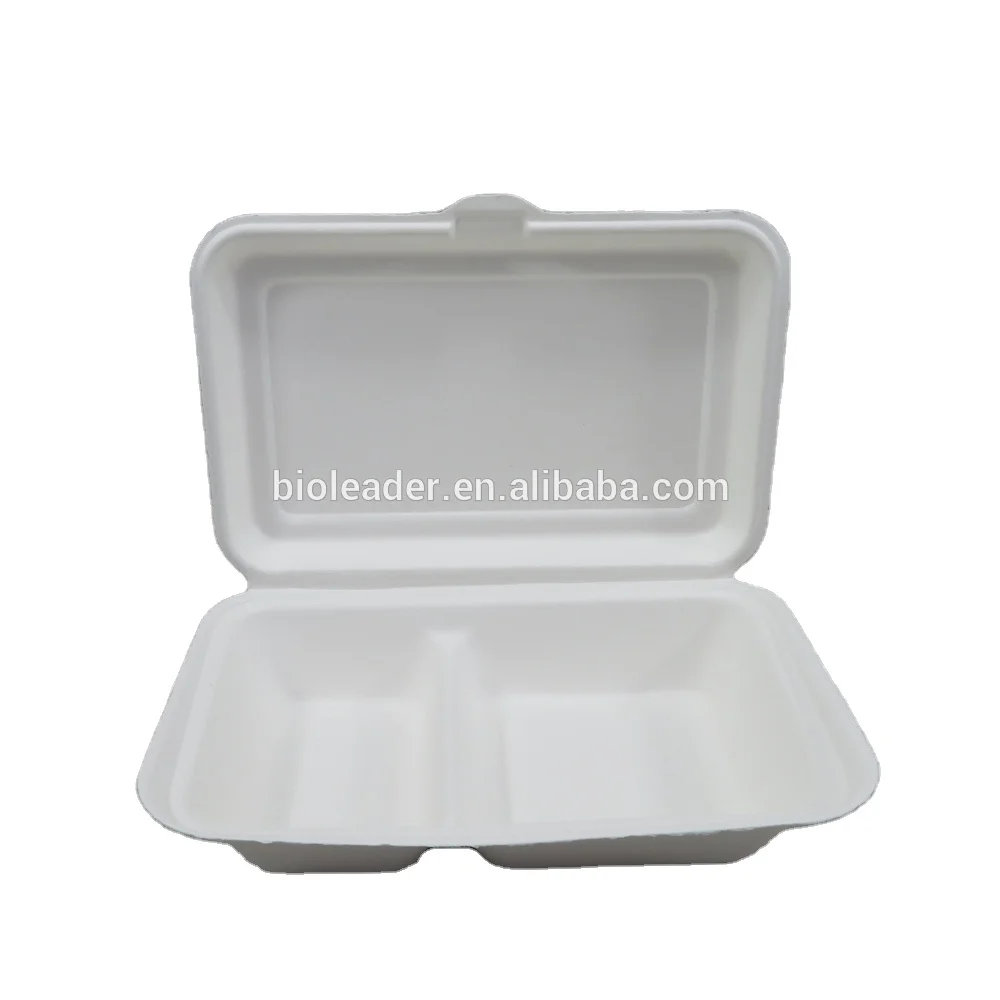 

Biodegradable Sugarcane Disposable Bagasse 2-Compartment Lunch Food Container