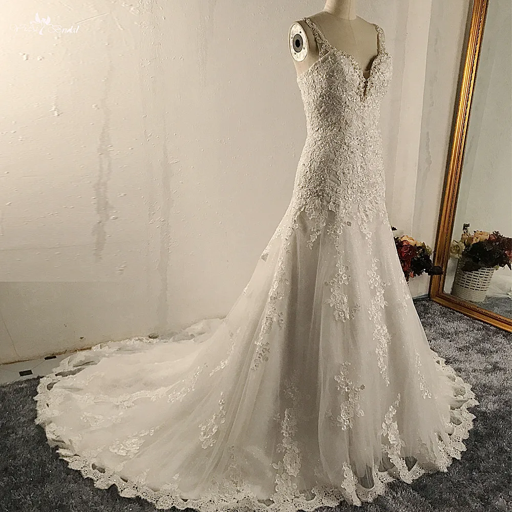 

RSW1482 Sweetheart Wedding Dress Lace Mermaid Bridal Gown Made Spaghetti Straps Vestidos De Novia, Customer made