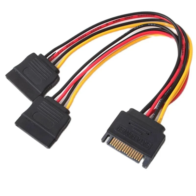 

SATA II Hard Disk Power 15Pin SATA Male To 2 Female 15Pin Power HDD Splitter High Quality Y 1 To 2 Extension Cable 20CM