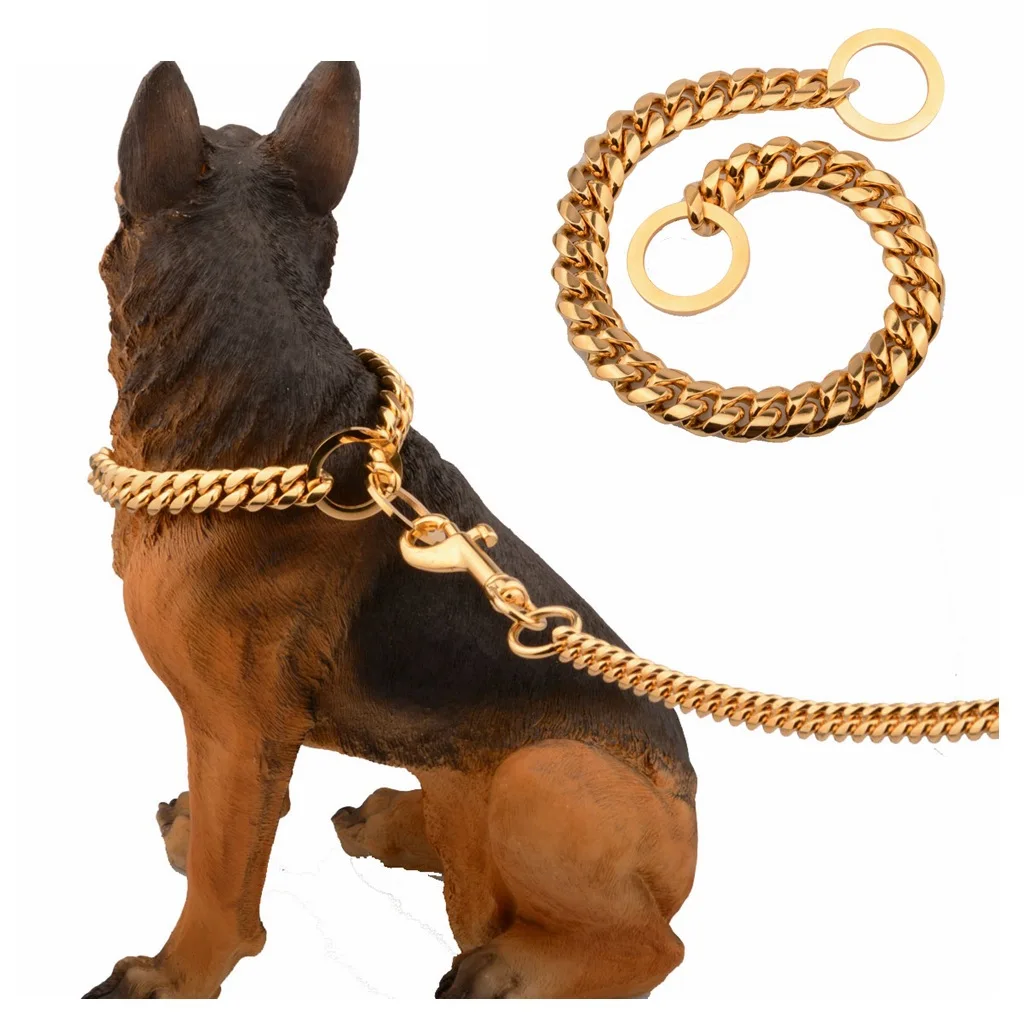

Wholesale Jewelry Pets Necklace New Dog Fashion Metal Chain Collar Gold Stainless Steel Cool Cuban Pet Link Customize