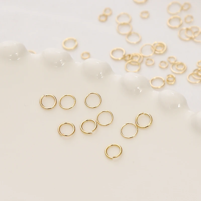 

3/4/5/6/7/8mm open jump ring DIY handmade Fashion necklace connector 14K gold plated copper Flat open Single Loops Jump Rings