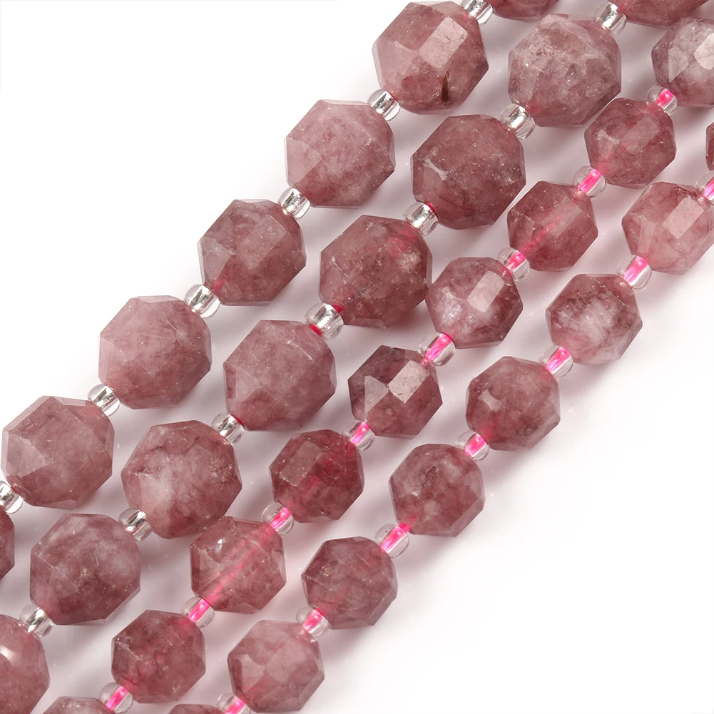 

Faceted 8mm/10mm Natural Olive Shape Strawberry Quartz Stone Beads For Bracelet DIY Making