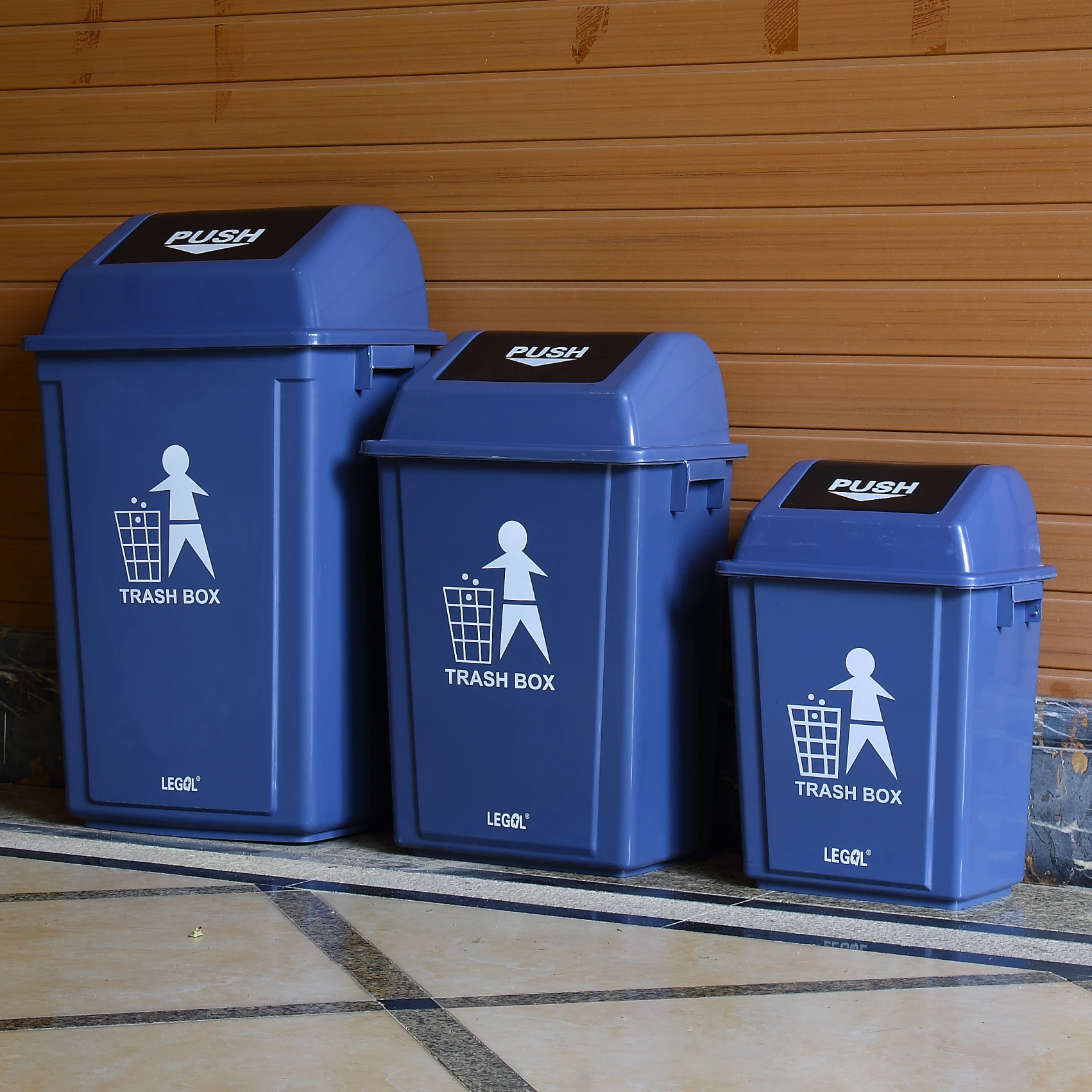 

60L dustbin public recycling garbage container plastic trash can