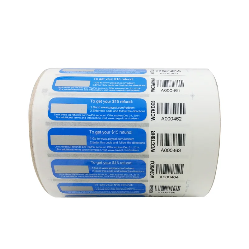 Custom Roll Label Print Scratch Off Ink Offset Scratchoff Foil Paper