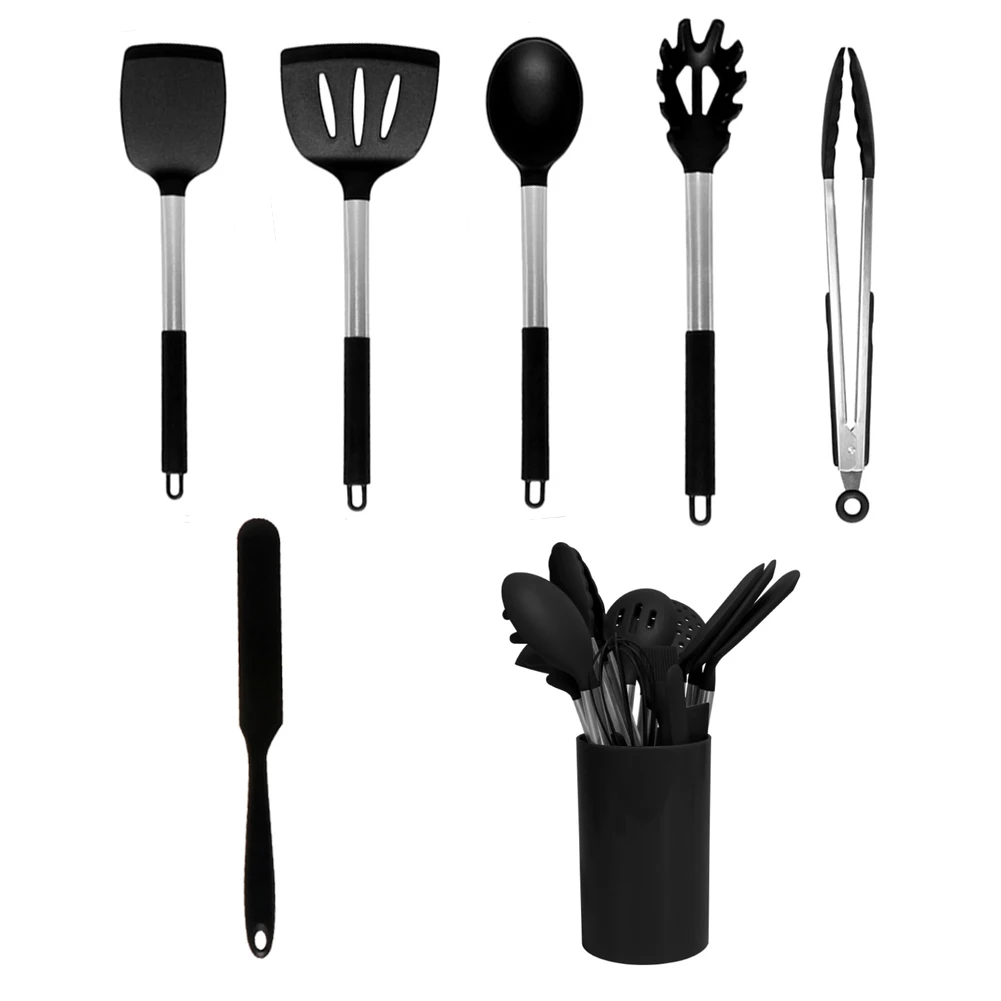 

Kitchenware Stainless Steel Kitchen Utensils 7 Piece Silicone Cooking Utensil Set Including Spatula Spoon Turner-Cookware Set, Multiple colors or customized