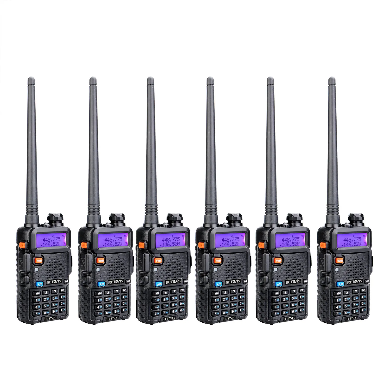 

6PACK long range radio set Retevis RT5R UHF&VHF Dual band Handheld two way radio walkie talkie for warehouse outdoor hiking