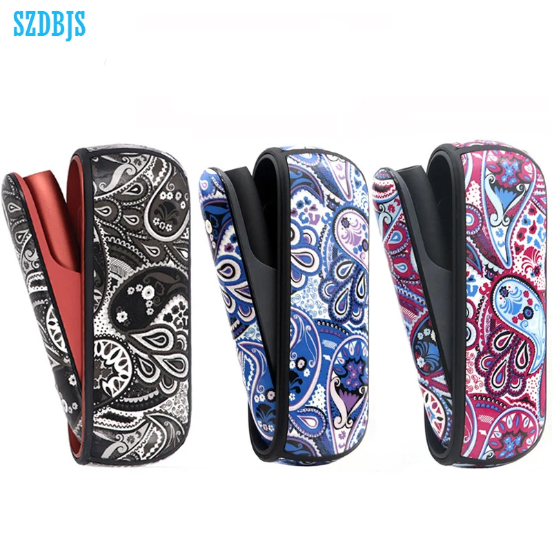 

Colorful Pattern TPU Soft Case+Side Cover For IQOS Accessories For IQOS 3.0 Duo Protective Case Door Cover, Black, red, blue