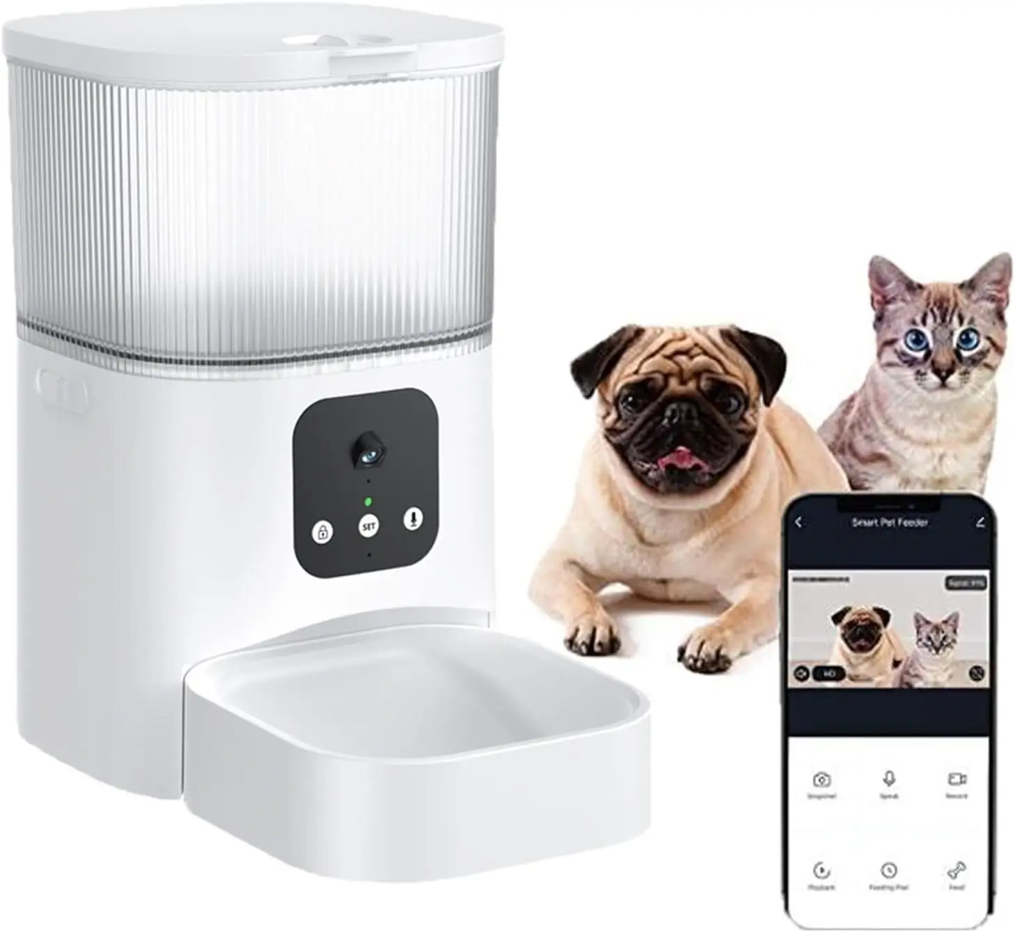 

3L Electronic Pet Feeder Automatic Dog Feeder With Camera Video Plastic Cat Food Dispenser Smart Voice Recorder Remote Control