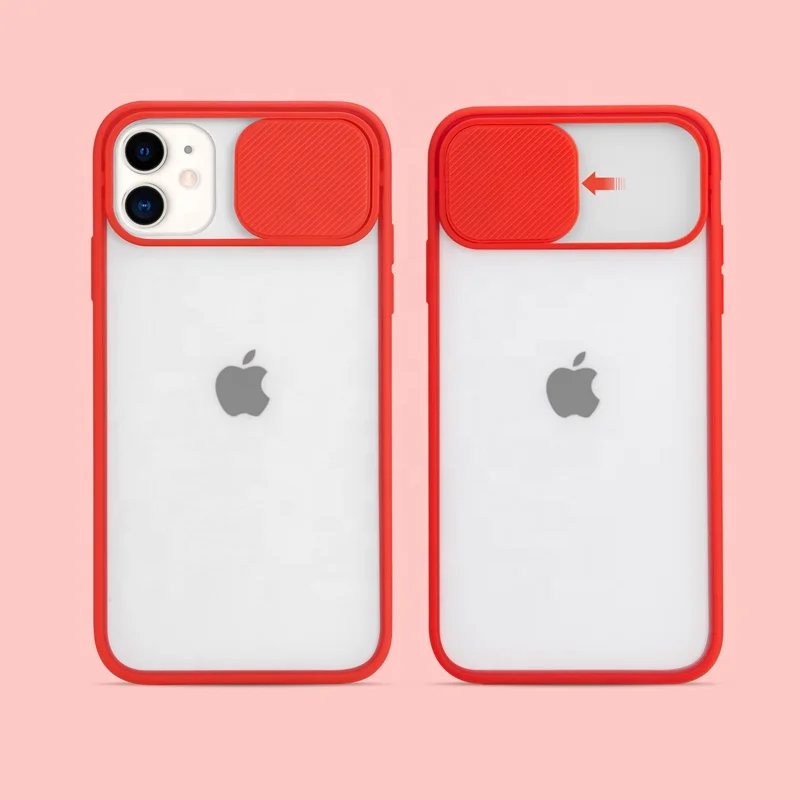 

Transparent PC Case For iPhone 11 12 Pro Max Camera Lens Slide Protective Phone Case Matte Back Cover
