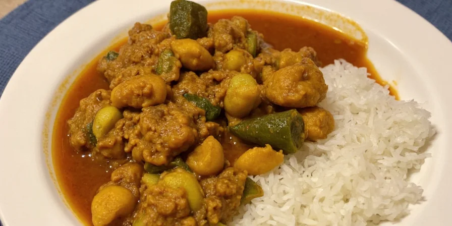 Close-up of finished vegetable curry