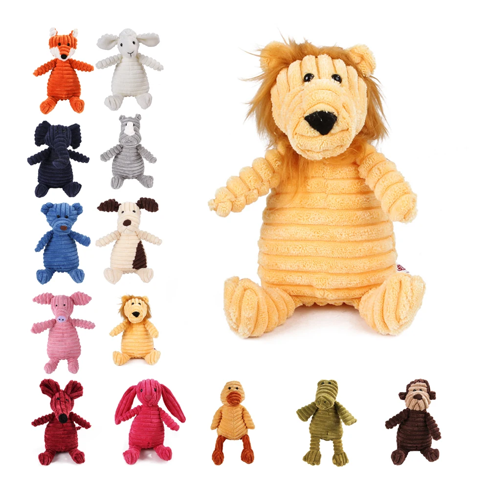 

Durable Corduroy Plush Squeaky Dog Toy for Aggressive Chewers, Multi