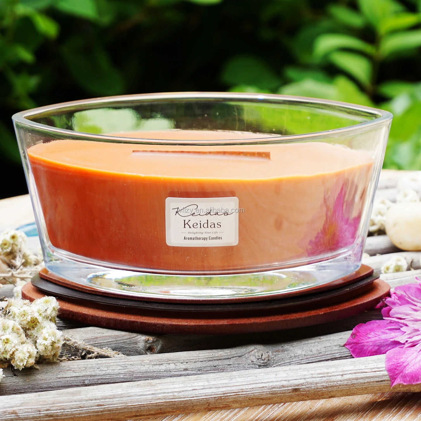 Luxury Woodwick Aromatherapy Candles /unique Oval Boat Glass Candles Woodwick Candle Jar With