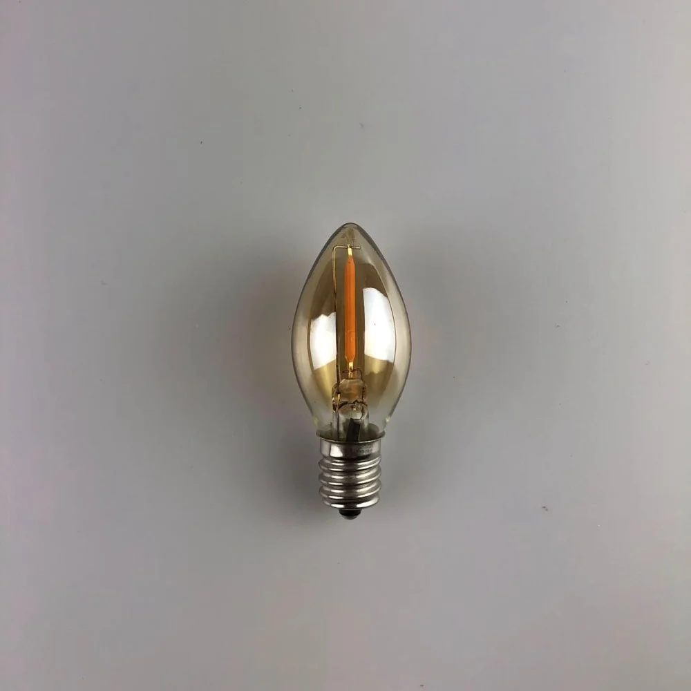 C7 1W LED Edison Dimmable Bulb Amber Glass E14 LED Filament Mini Night Light Bulbs Warm White 2200K Candelabra LED Lamp 220V