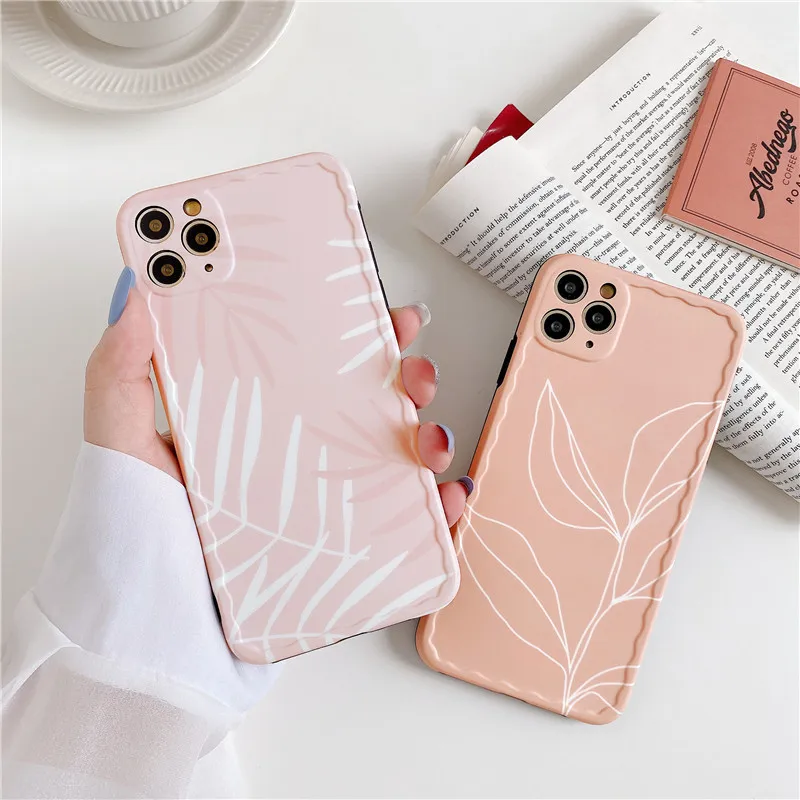 

For Iphone case 8 Plus Case Simple Leaves 12mini 11 Pro Max Phone 7 8plus XR X XS SE Covers