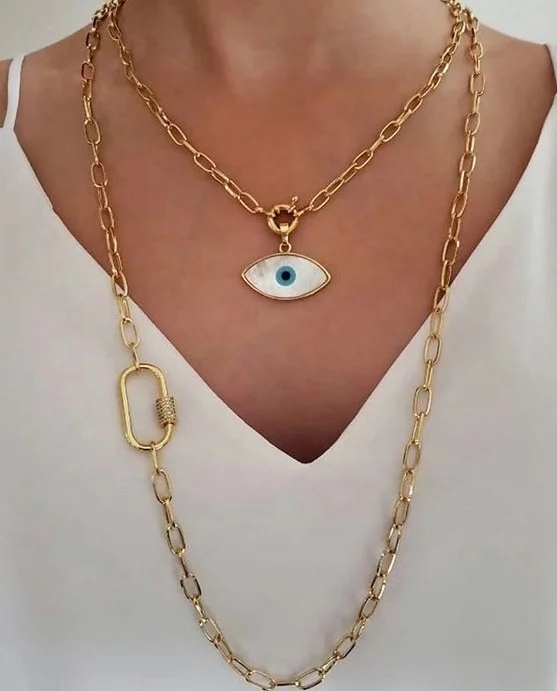 

Factory direct new copper female chain pendant evils eye necklace fashion jewelry custom fashion jewelry, Multi color