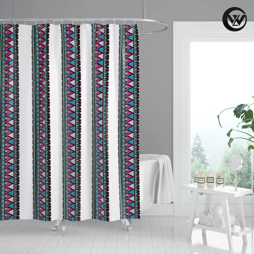 

Waterproof Sublimation Polyester Ethnic African Geometry Desgin Bath Shower Curtain, Wholesale Printed Plain Bathroom Curtains/, Accept customized color