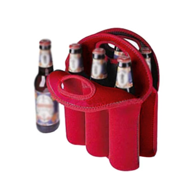 

6 Pack Beer Holder Insulated Neoprene Beer Carrier Tote Bag 12 oz Beer Bottles Can Cooler, Black &red&green&black