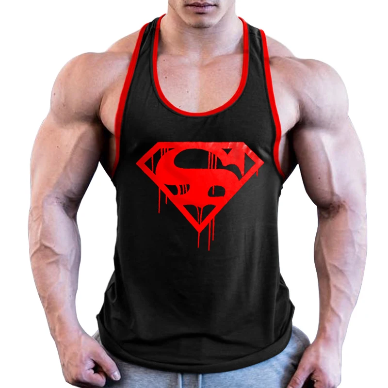 

Activewear training men bodybuilding black tank top