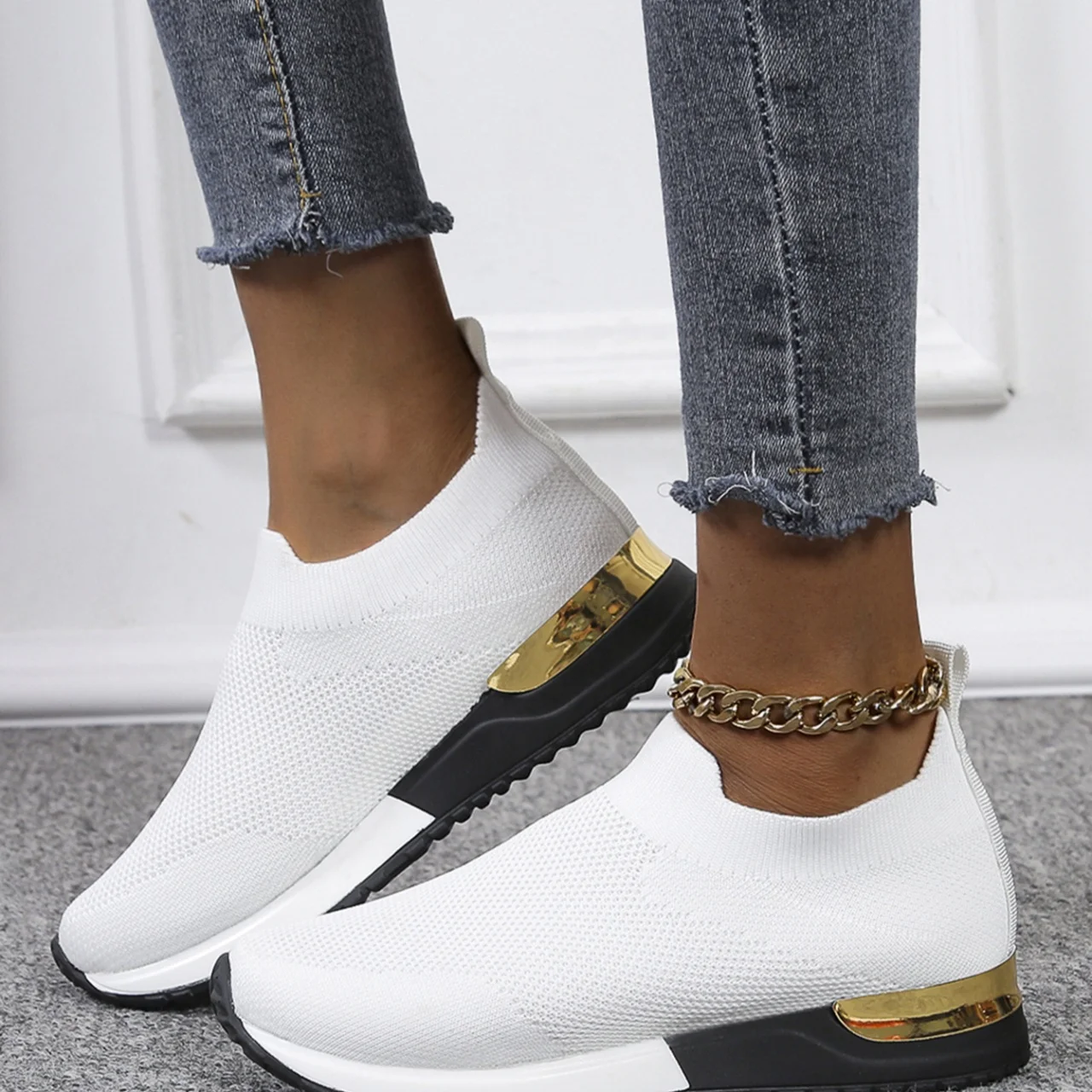 

New Arrivals Athletic Sneakers Breathable Casual Walking Shoes For Women, White, beige,gray, pink, red, purple, black, black- white