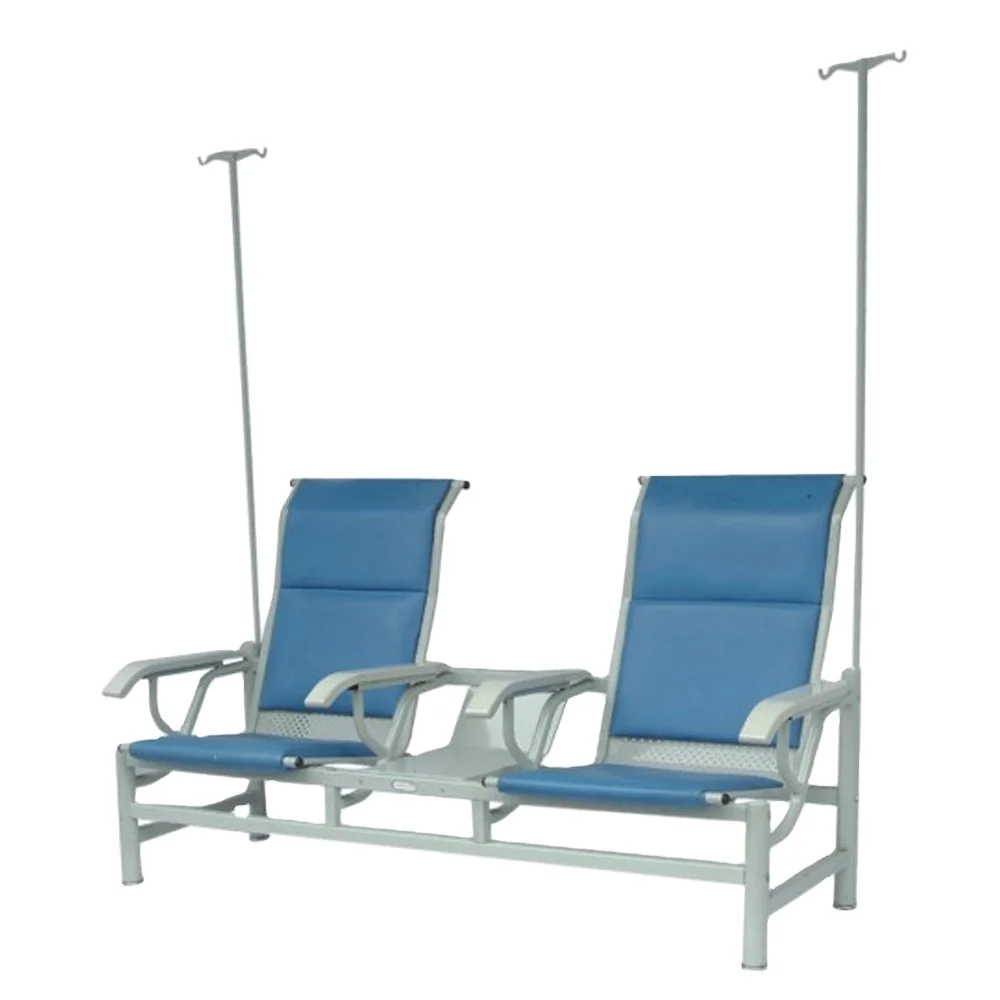 

Hospital transfusion chair with table adjustable clinic Medical Chair waiting chair with IV pole, Blue