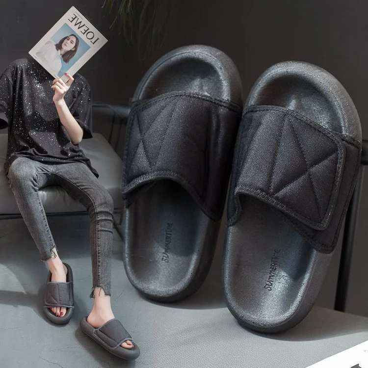 

New Designers Summer Fashion Casual Soft Flat Slippers For Women Outdoor, Black,grey
