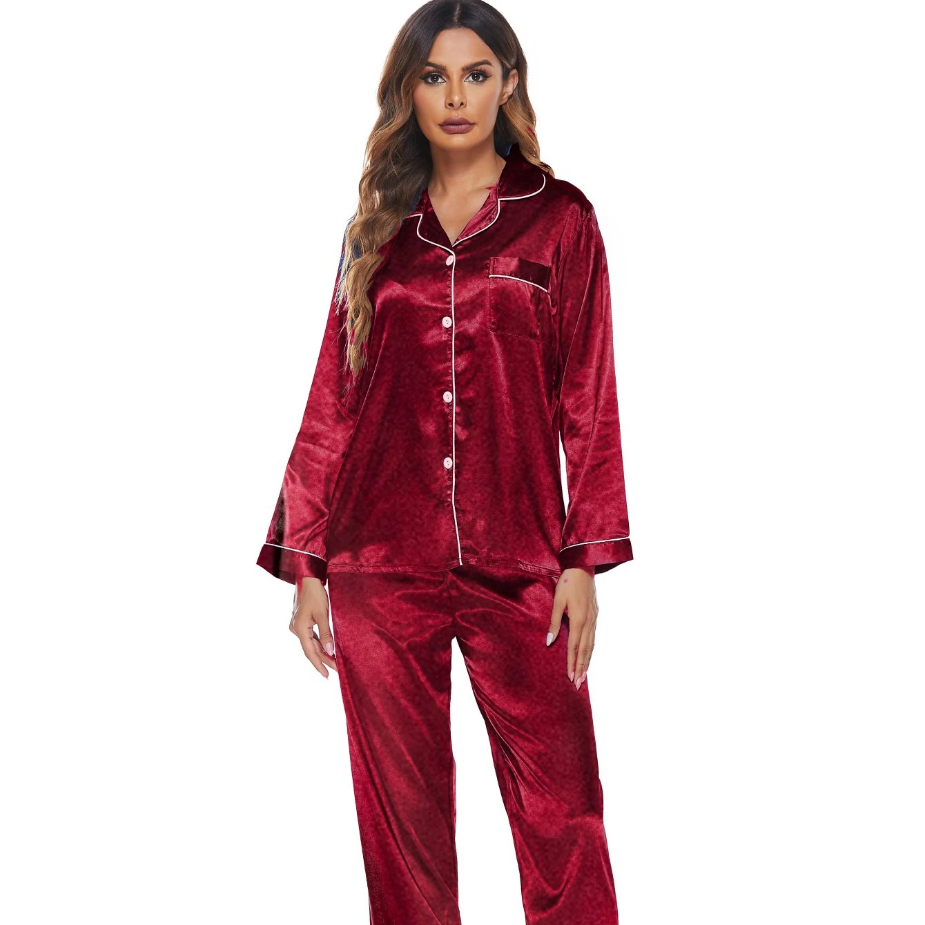 

Girls Couple Plus Size Sleep Wear Women Wholesale Pyjama Pajamas Sets Silk Sexy Pyjamas Women's Sleepwear, Picture color