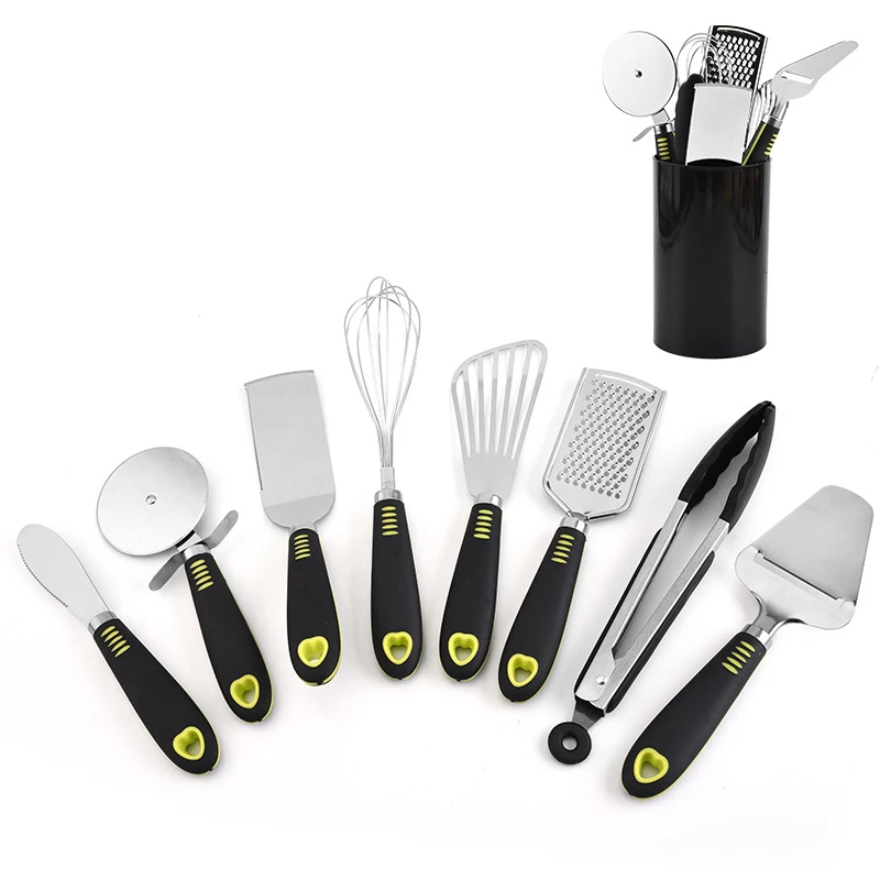 

Pack of 8 pcs Kitchen Tools Set with Soft Handle Multifunction Smart Kitchen Gadgets with Holder, Black