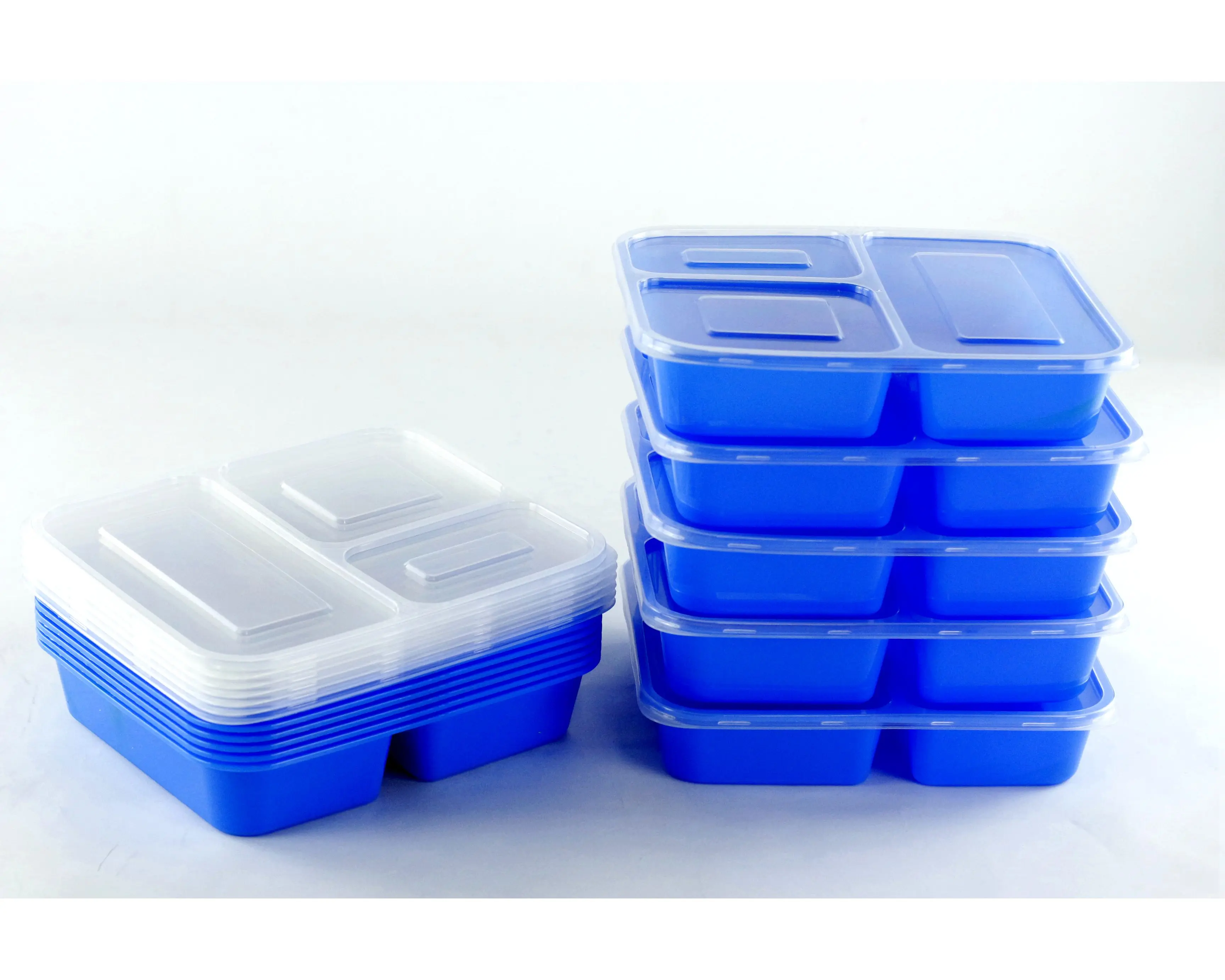 meal prep 3 分格塑料食品容器与平盖划分午餐容器食品准备容器