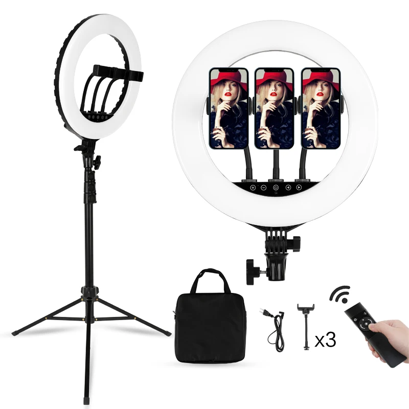 

touch screen 14 inch Tiktok Photographic Selfie Led Ring Light With Tripod Stand For Live Stream Makeup Youtube Video, Black