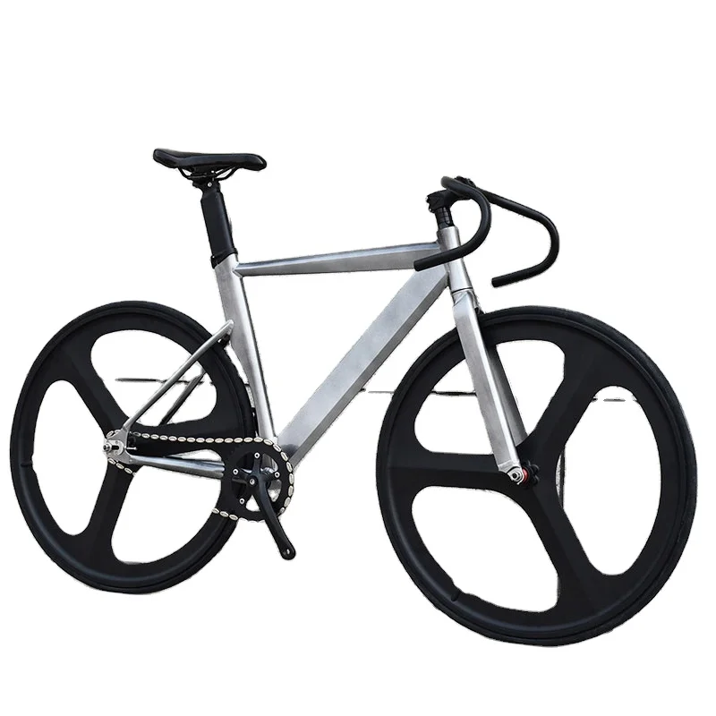 

Single Speed Bicycle Fixie Hi-Ten steel Black 700c High Speed Ultralight Aluminum Alloy Fixed Gear Bike, Customized color