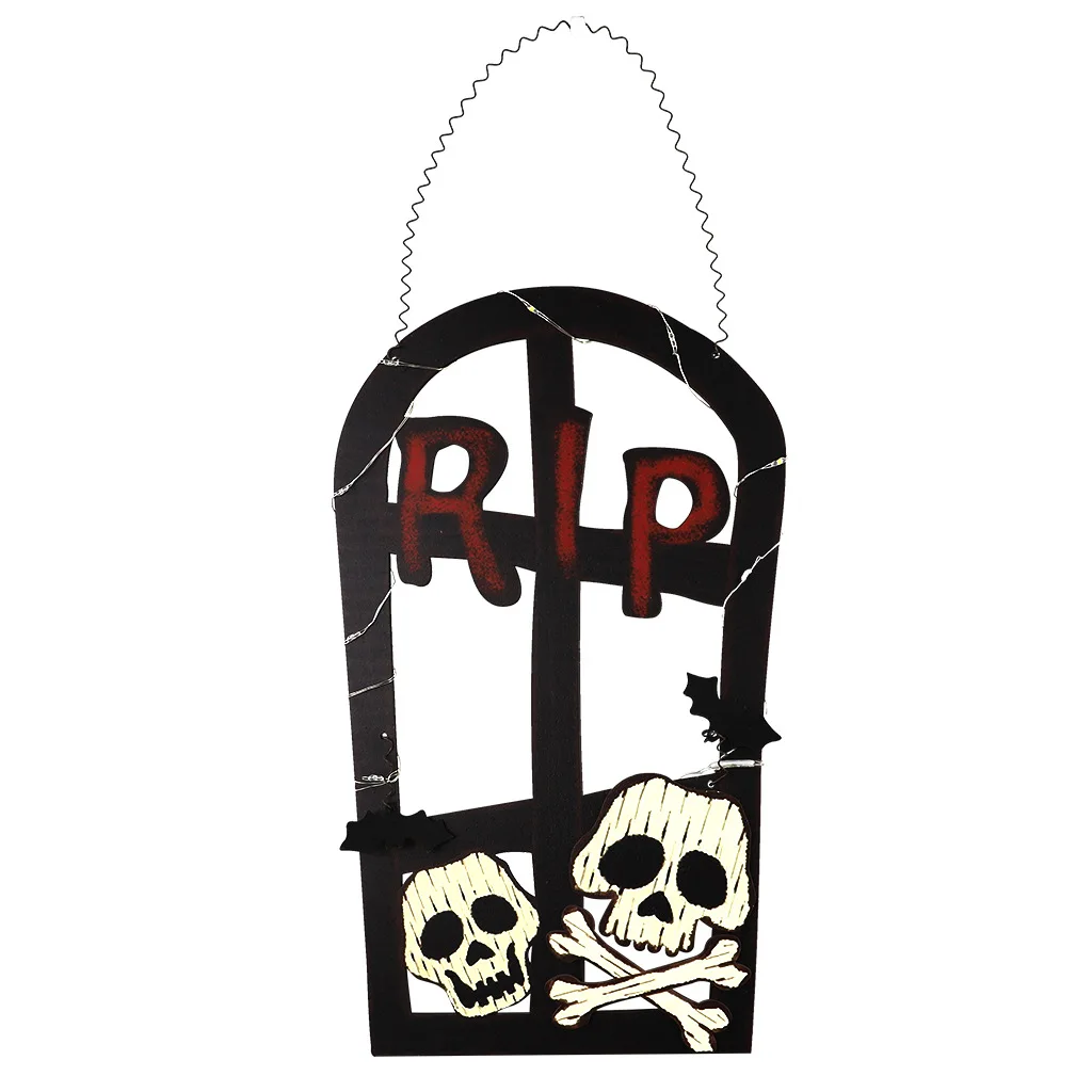 

Halloween tombstone shape decoration LED lamp door hanging pumpkin skull welcome sign wall decoration listing crafts
