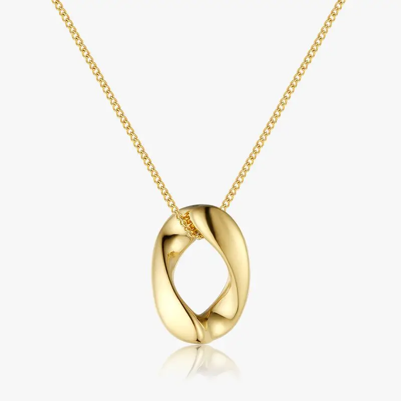 

Minimalism Geometric 14K Gold Plated Titanium Steel Oval Circle Pendant Necklace