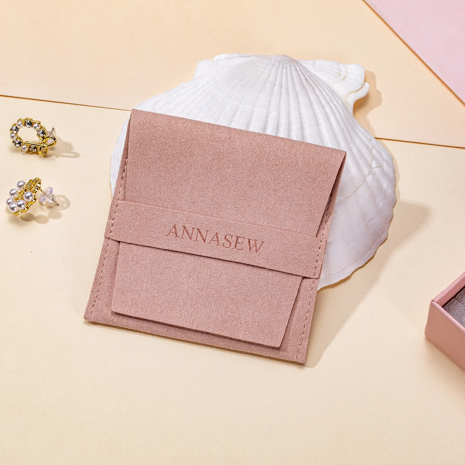 

Custom Logo Luxury Suede Package Jewelry Bag microfiber Jewelry Pouch with Logo for Necklace, Customized color