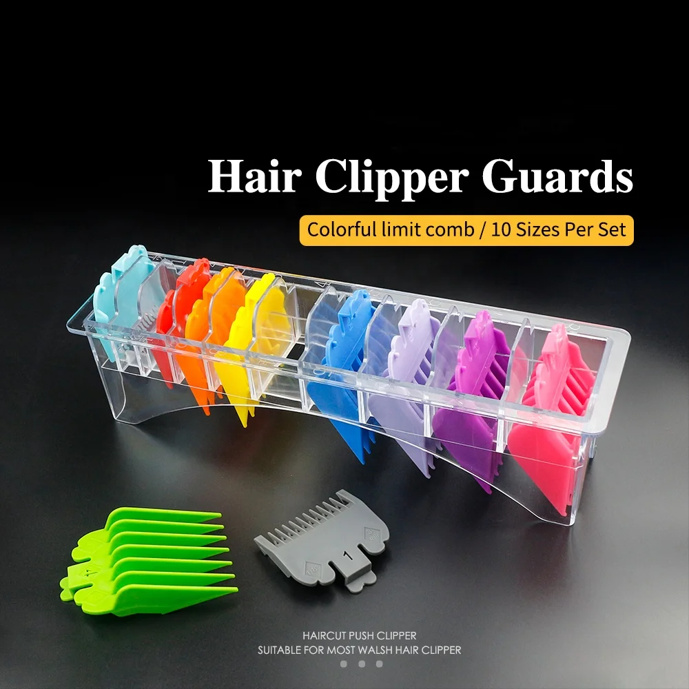 

Hot Selling Plastic Universal Colorful Hair Clipper Guide Comb 10 Pcs Set Hair Clipper Accessories Attachment Guards In Trimmer