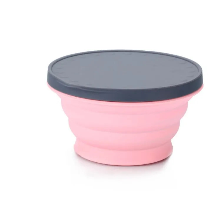 

Heat Resistant Silicone Foldable Bowl Camping Bowls Set Collapsible Bowl With Lid