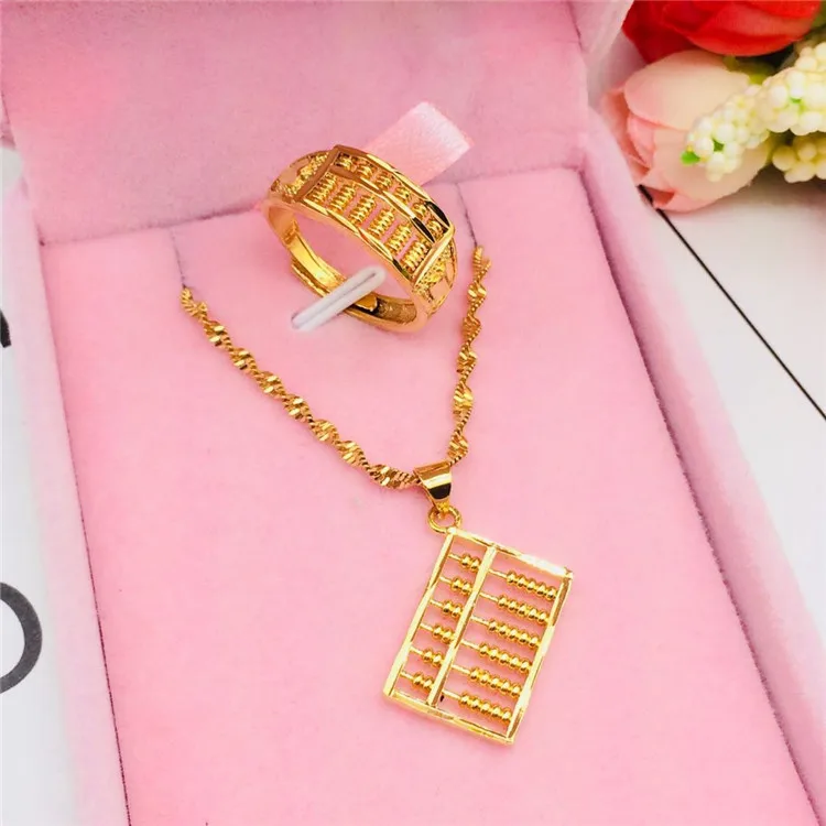 

Vietnam Sand Gold Jewelry Brass Gold Plated Wishful Abacus Ring Abacus Pendant Abacus Set Fashion Gift