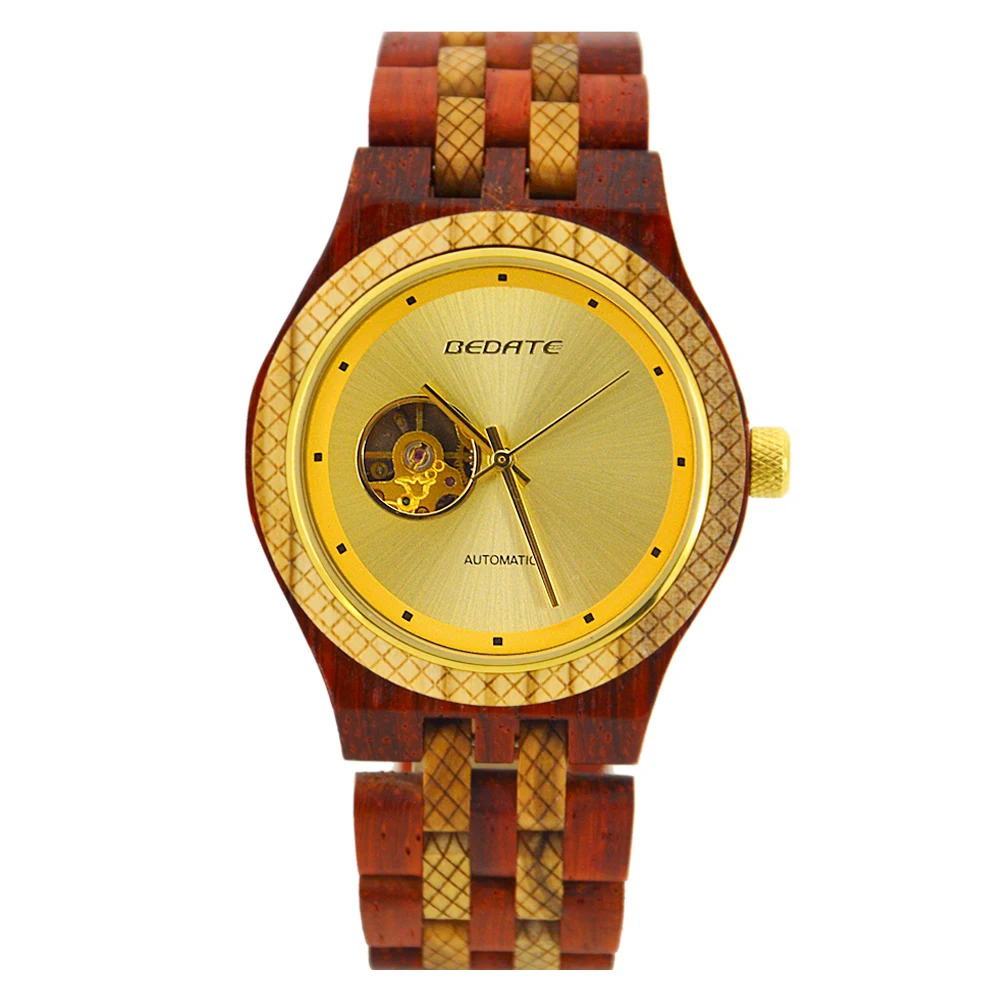 

Hot sale wood automatic watch mechanical wood watch for men wearing wristwatch