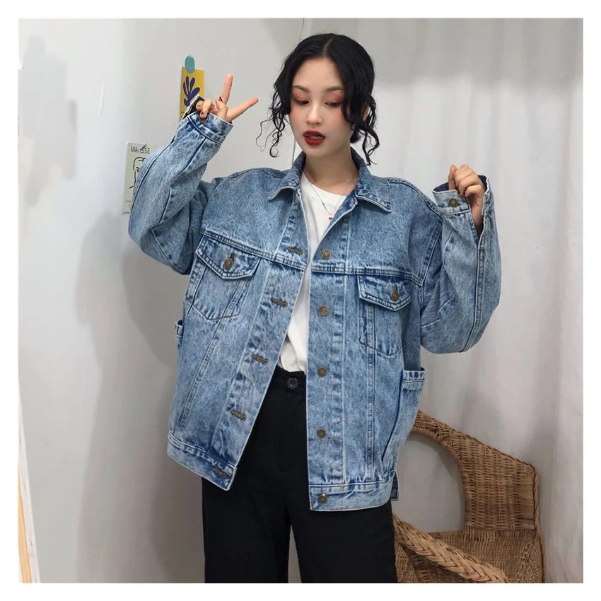 2019 Shredded Worn-out Loose Women's Denim Jacket Fashion Autumn ...